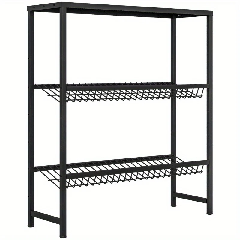 Flessenrek – Drankenkast – Krattenrek – Opbergrek – Flessenhouder – Vrijstaand Metalen Rek – Verstelbare Hoogte – Antislip Leggers – 103 x 33 x 113,5 cm – Stevig Staal