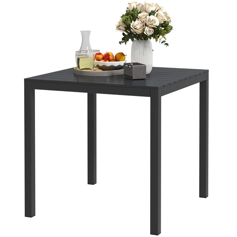 Campingtafel – Kampeertafel – Vouwtafel – Klaptafel – Inklapbare Tafel – Verstelbare Hoogte – Duurzaam Aluminium 73x73 cm – Weerbestendig Zwart Retro Design