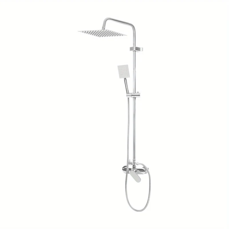 Douchekraan – Doucheset – Douchemengkraan – Regendouche – Handdouche – 2-in-1 Functie – Corrosiebestendig Koper en RVS – Wandmontage – Zwart/Chroom