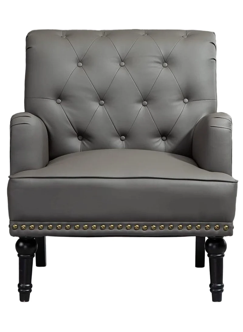 Fauteuil – Loungestoel – Armstoel – Clubstoel – Zithoekstoel – Kunstleer Bekleding – Zwarte Rubberwood Poten