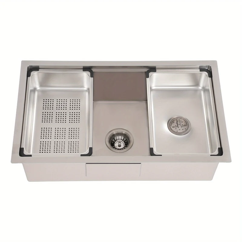 Spoelbak RVS – Keukenspoelbak – Inbouw Spoelbak – Opbouw Spoelbak – Undermount Spoelbak – Grote Inhoud 76x45,8 cm – Mat RVS Afwerking