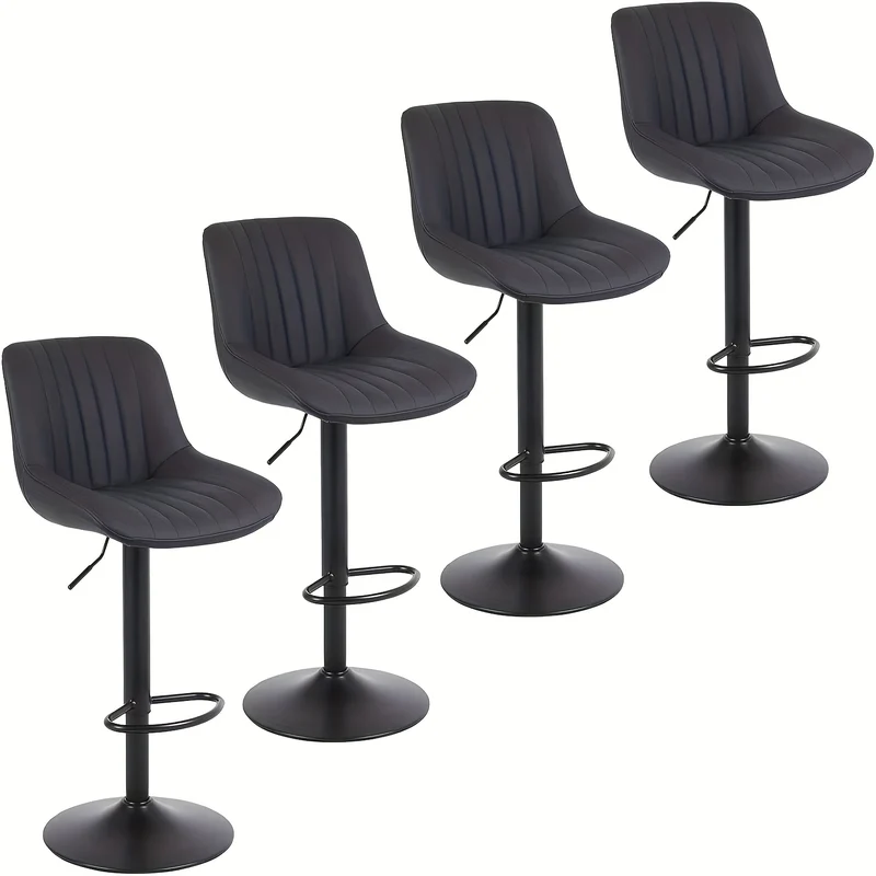 Barkruk – Barstoel – Barkrukken – Barstoelen – Kruk – Verstelbare Zithoogte – Zwart Fluwelen Bekleding
