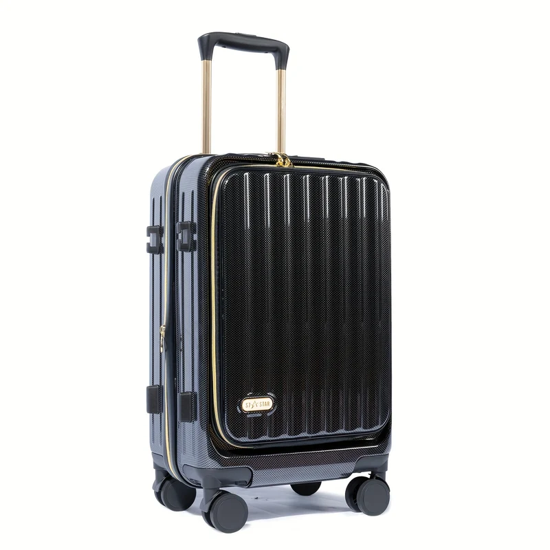 20-inch Handbagagekoffer – Reiskoffer – Spinner Koffer – Expandable Trolley – Business Koffer – Harde Pc Shell – Uitbreidbaar Met 25% Extra Ruimte – Verstelbare Aluminium Trekstang – Stil 360° Wielen – Cijferslot – Laptopvak – Glanzend Zwart