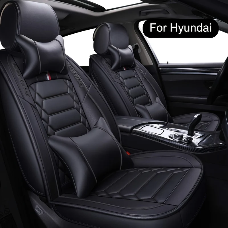 Autostoelhoes – Stoelhoes Auto – Autostoelbeschermer – Auto Interieur Bescherming – Zwarte Set Vijf Zitplaatsen – Hoogwaardig PU Leer – Zachte Schuimvulling Voor Extra Comfort