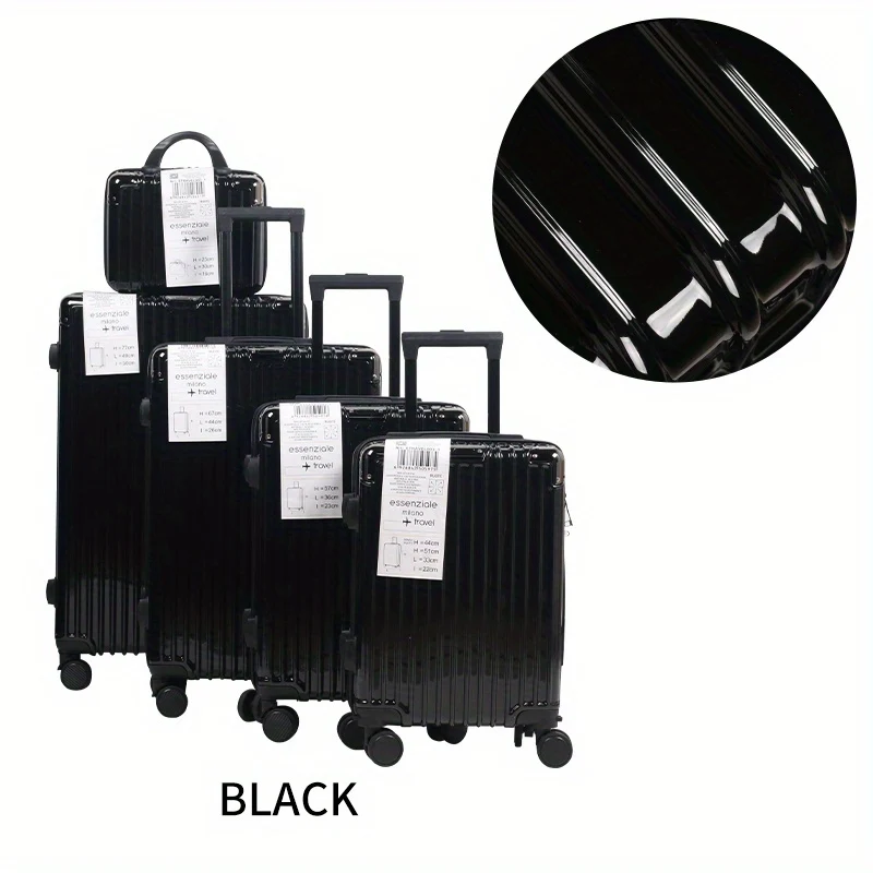 Kofferset – Reiskoffer Set – Trolley – Handbagage Koffers – Ruimbagage – 5-delig – Hardcase PVC – Combinatieslot – 360° Zwenkwielen – Verstelbare Trekstang – Zwart