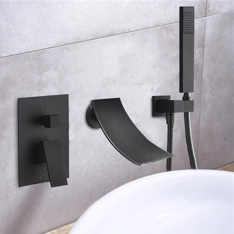 Bath Tap Bath Tap with Hand Shower Mixer Tap Bath with Shower Surface-Mounted Tap Bathtub Wall Mounted Tap Bath, Bathtub Faucet, Bathtub System, Shower Faucet, Bathroom Fixture, Contemporary Tap, Sleek Design, Durable Constru