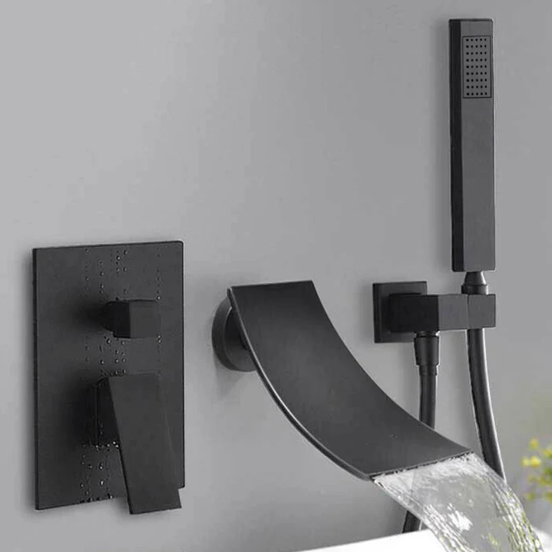 Badkraan – Badmengkraan – Badthermostaat – Douchekraan – Handdouche – Wandmontage – Mat Zwart – Duurzaam Zinklegering & Messing