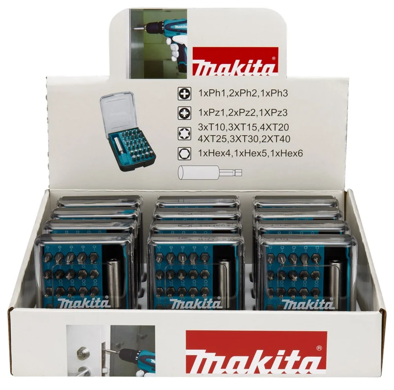 Makita DISPLAY 12 STUKS BITSET 31-DELIG