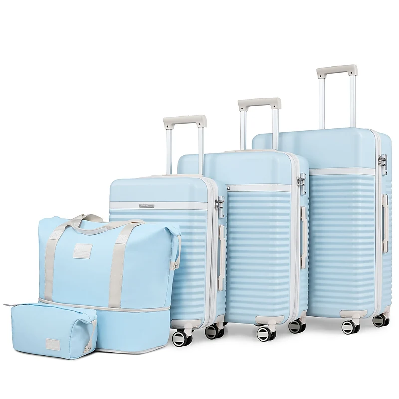 Kofferset – Bagage – Reiskoffer – Spinner Koffer – Lichtblauw – 3 Maten 20/24/28 Inch – Duurzame ABS Harde Schil – TSA Combinatieslot & 360° Draaiwielen