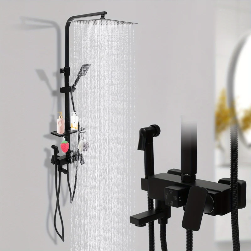 Doucheset – Douchekraan – Regendouche – Handdouche – Mengkraan – 304 RVS & Messing – Verstelbare Glijstang 73-116 cm
