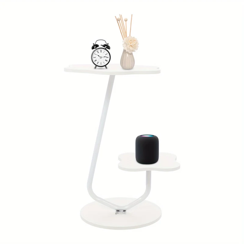 Salontafel – Koffietafel – Bijzettafel – Woonkamertafel – Sofa Tafel – Tweelaags – Creme Wit – Hout & Metaal – Compact 40cm Blad – 61,5cm Hoogte