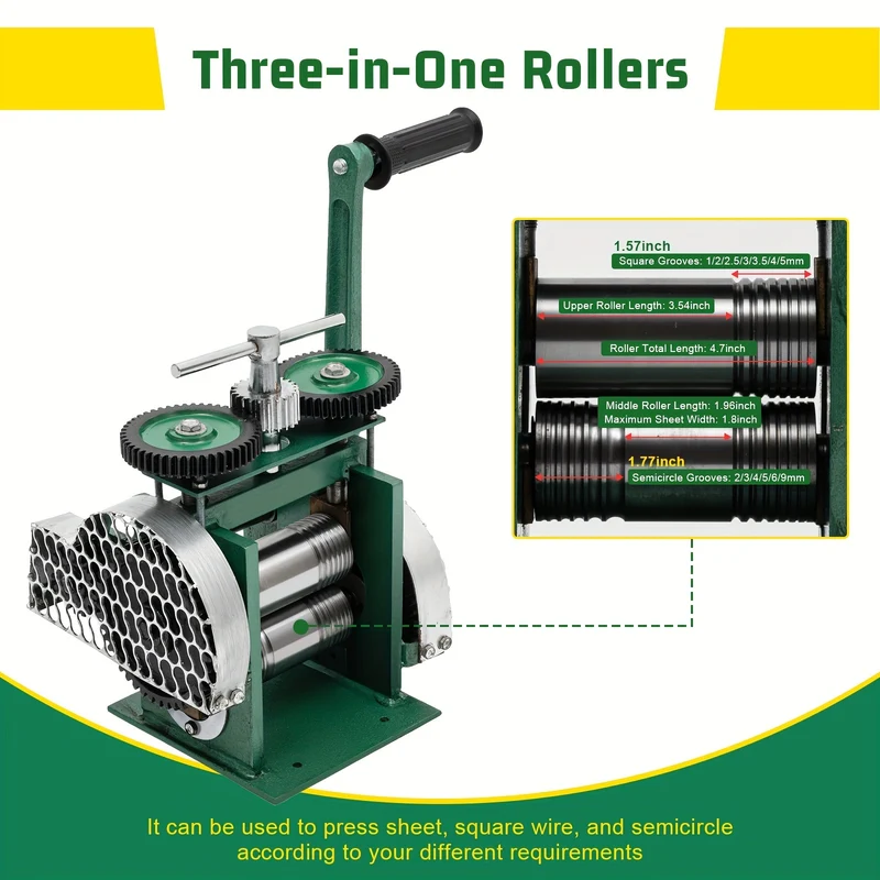 Rollersluiter – Rolling Mill – Metaalroller – Draadroller – Handmatige Walsmachine – Verstelbare Dikte 0,01-18 mm – Gietijzer en Staal