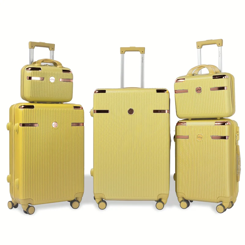 Koffer – Reisbagage – Trolley – Reiskoffer – Bagage – Gehard ABS Materiaal – 360° Zwenkwielen – Geel – Combinatieslot – 12” tot 28”