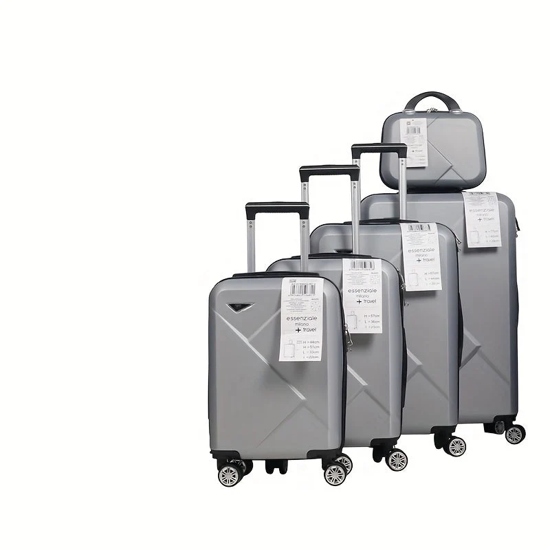 Kofferset – Reiskoffer Set – Bagageset – Trolley – Reisbagage – ABS Hardcase – 5-delig – TSA Cijferslot – Geruisloze 360° Wielen – Verstelbare Telescopische Trekstang – Zilvergrijs