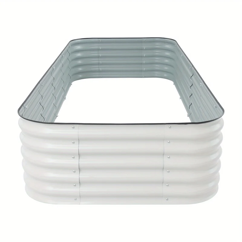 Verhoogde Plantenbak – Tuinbak – Bloembak – Moestuinbak – Plantenbak – Duurzaam Staal – 90x45x45 cm – Wit – Roestbestendig – Gemakkelijk Montagesysteem