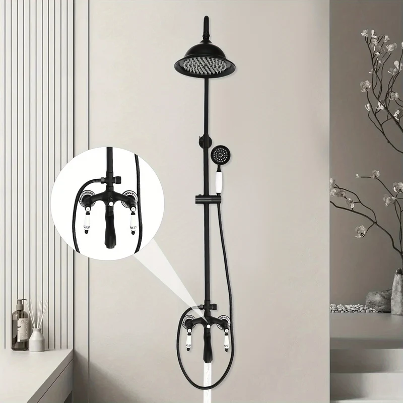 Douchekraan – Douche Set – Douchethermostaat – Mengkraan – Douchearmatuur – Messing Materiaal – Instelbare Temperatuur – Wandmontage – Retro Design