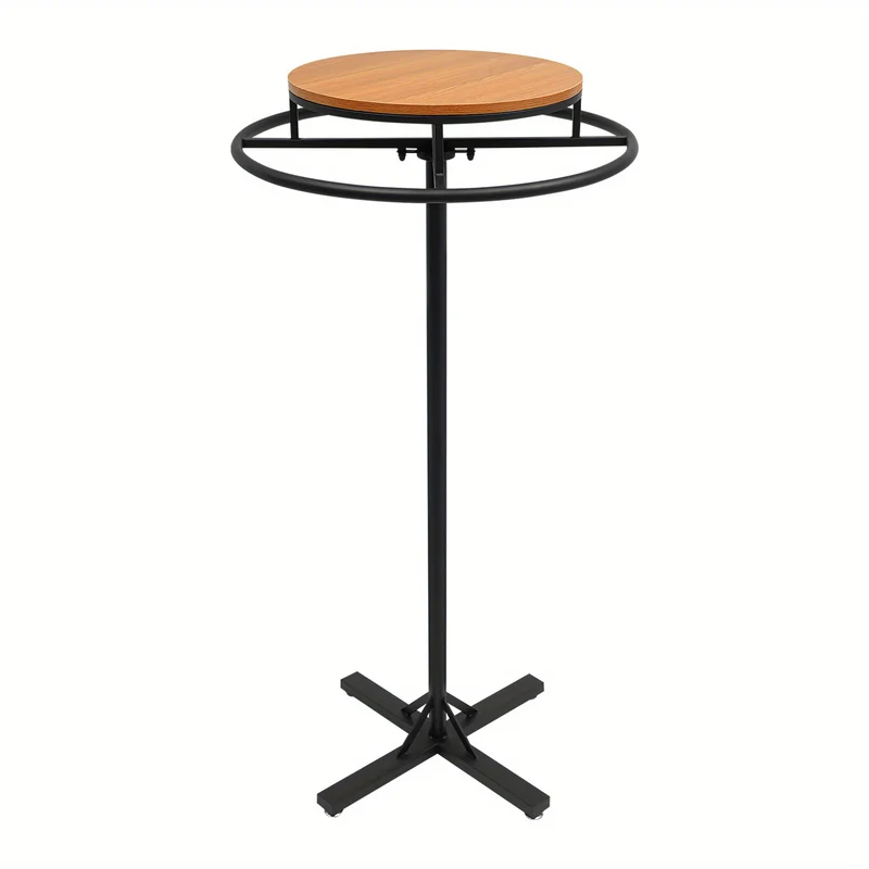 Kledingstandaard – Kledingrek – Kledinghouder – Kledingdisplay – Vrijstaande kledinghanger – Zwart – 70 cm Diameter – Staal en Massief Hout – Stevig Draagvermogen 50 kg