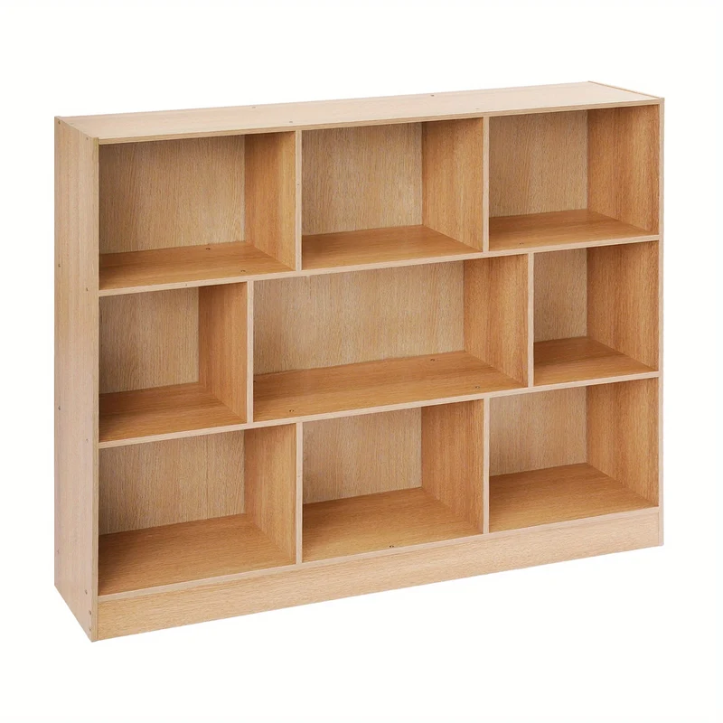 Boekenkast – Boekplank – Open Kast – Stelling – Opbergkast – Modern Eiken – 9 Vakjes – 120 cm Breed – Stevig Houten Ontwerp
