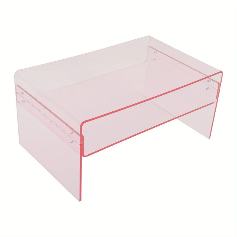 Salontafel – Bijzettafel – Koffietafel – Side Table – Woonkamertafel – Acryl – Dubbelbladig Ontwerp – 80x50x38 cm – Roze Modern Design