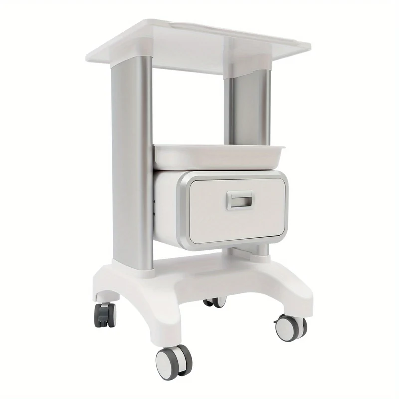 Mobiele Trolley – Salonkar – Rollende Winkelwagen – Werkplek Kar – Beauty Wagen – Duurzaam ABS Materiaal – 4 Zwenkwielen Met Rem – Wit