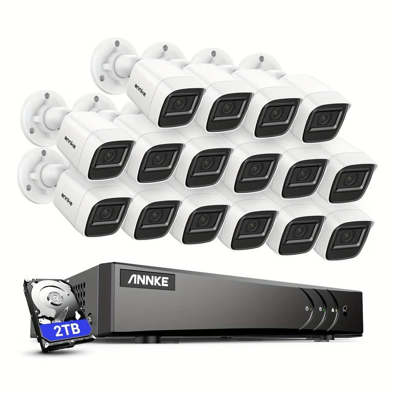 beveiligingscamera systeem – camerabewaking – bewakingscamera set – CCTV systeem – beveiligingscamera set – 16 kanaals – 3K resolutie – AI mens/voertuig detectie – 2TB HDD – nachtzicht 20 meter – H.265+ compressie – 24/7 pushmeldingen – pc compatibel