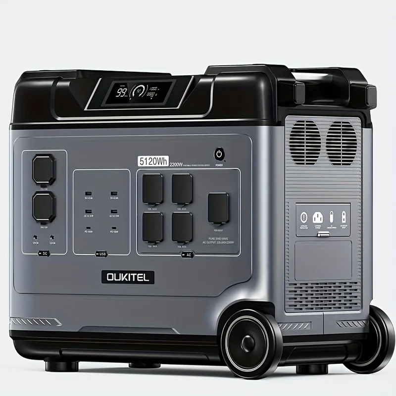 Powerstation – Zonne-energiecentrale – Draagbare Generator – Noodstroomvoorziening – Mobiele Stroomvoorziening – 5120Wh LiFePO4 Batterij – 2200W Continu Vermogen Met UPS-functie