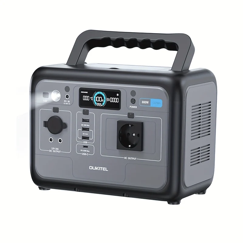 Draagbare Power Station – Mobiele Generator – Noodstroomvoorziening – Zonne-Accu – Energie-opslag – 512Wh Lithium IJzerfosfaat Batterij – Snelladen 1 Uur 500W AC