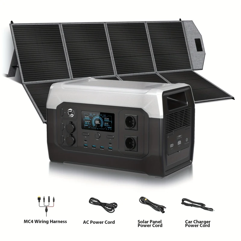 Draagbare Power Station – Solar Generator – Camping Accu – Noodstroomvoorziening – Outdoor Energiebox – 1800W Output met 3600W Piek – 1024Wh LiFePO4 Accu met UPS Functie