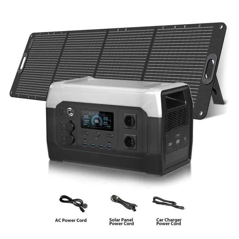 Powerstation – Draagbare Energiebron – Zonnegenerator – Noodstroomvoorziening – Camping Accu – 1800W Continu Vermogen – 1024Wh LiFePO4 Batterij – Snelladen en UPS Functie