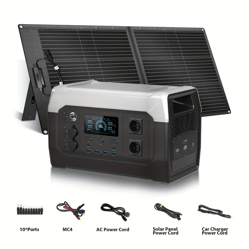 Draagbare Powerstation – Solar Generator – Camping Powerbank – Noodstroomvoorziening – Outdoor Accu – 1800W Continu Vermogen – 1024Wh LiFePO4 Batterij Met Snel Opladen & UPS Functie
