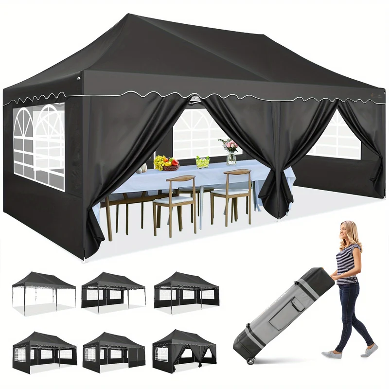 Pop-up Canopy Tent – Partytent – Paviljoen – Tent Overkapping – Markt Tent – 3x6 Meter – 6 Zijwanden – UV50+ Bescherming