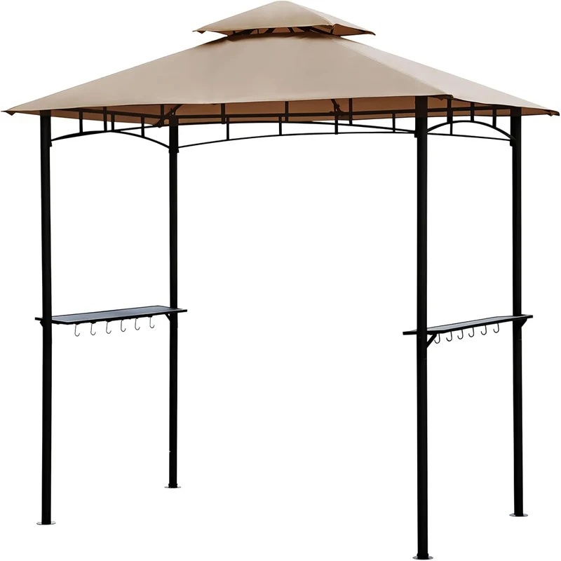 BBQ Tent – Barbecue Overkapping – Tuinkamer – Tuin Tent – Partytent – Kaki – Waterdicht – Windbestendig – 2,35 x 1,45 Meter – Stevig & Lichtgewicht