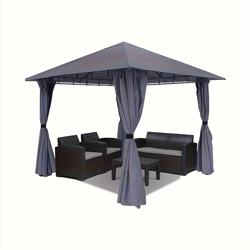 Gazebo Tuinpaviljoen – Paviljoen – Partytent – Overkapping – Prieel – 3x3m – Waterbestendig Polyester – 4 Zijpanelen Met Rits