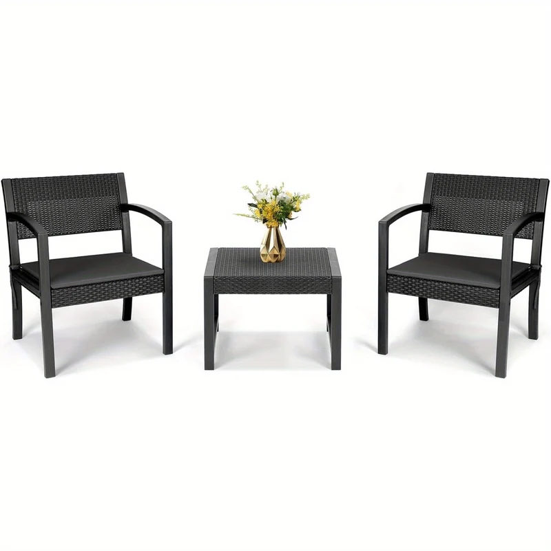 Balkonset – Tuinmeubelset – Bistroset – Loungeset – Balkonmeubels – Polyrattan – Weerbestendig – Inclusief Zitkussens