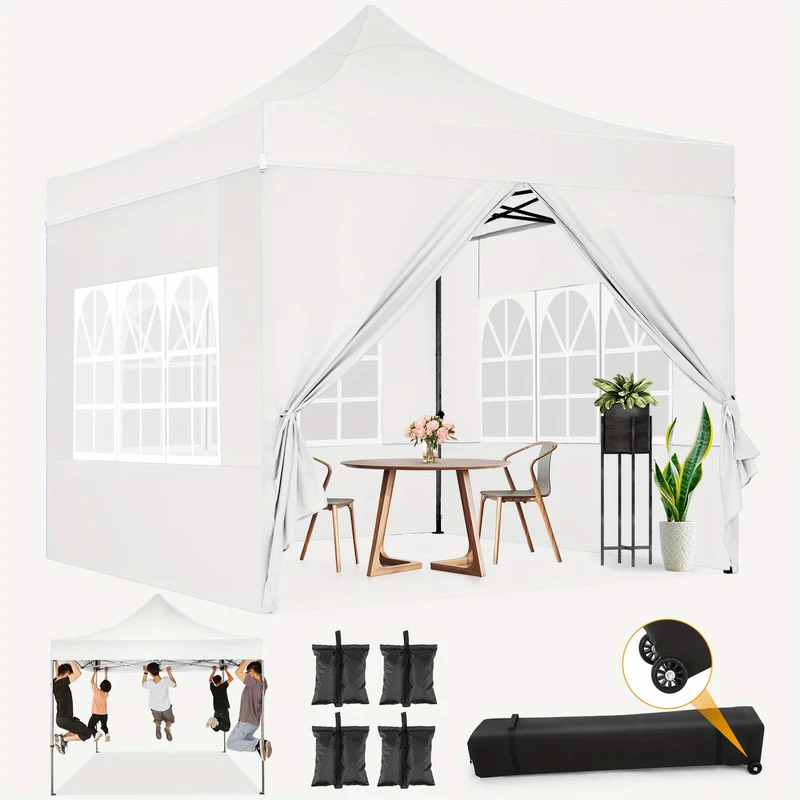 Partytent – Feesttent – Vouwtent – Paviljoen – Tuinent – 3x3 m – 3 Hoogte-instellingen – Inclusief Wieltas