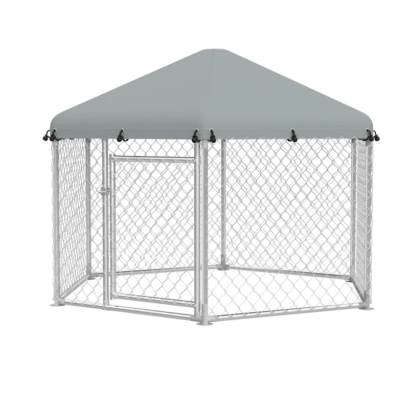 Hondenren – Hondenkooi – Hondenbenche – Buitenren – Speelren – Gegalvaniseerd Staal – Ruime Afmetingen 210x185x150 cm
