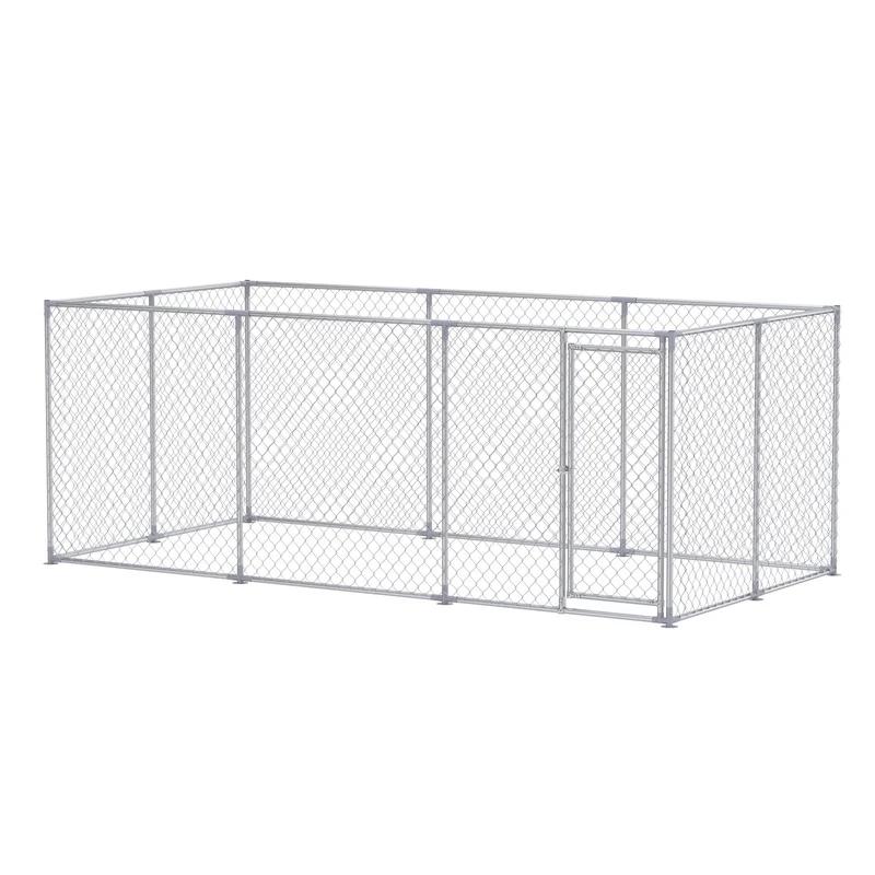 Hondenhok – Hondenren – Hondenkooi – Dierverblijf – Hondenhek – Gegalvaniseerd Staal – 200x150x150 cm – Veilig Met Slot
