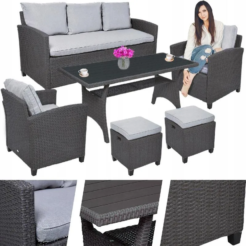TECHNORATTAN Garden Furniture Set, Table, Sofa, Armchair, MILANO Relaxation Set
