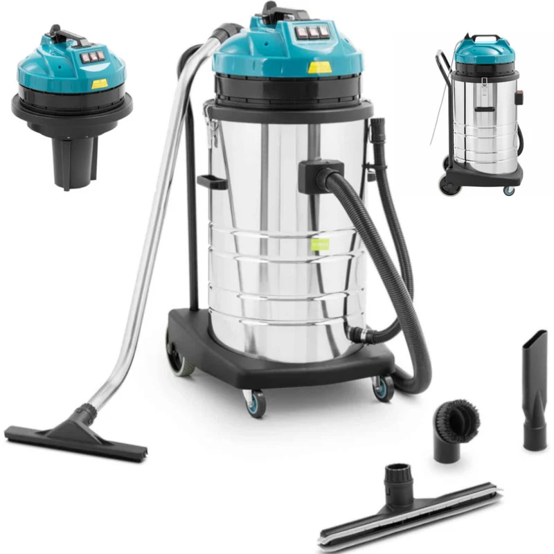 Industriële Stofzuiger – Bouwstofzuiger – Nat- en Droogzuiger – Alleszuiger – Waterzuiger – 3000 W Vermogen – 80 Liter Roestvrijstalen Tank