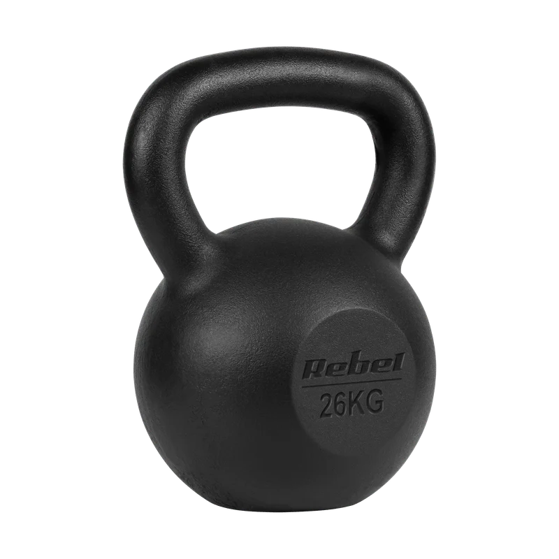 26 kg Kettlebell – Gewicht – Dumbbell – Fitnessgewicht – Gietijzeren Halter – Gietijzer – Ergonomisch Handvat – Vlakke Onderkant