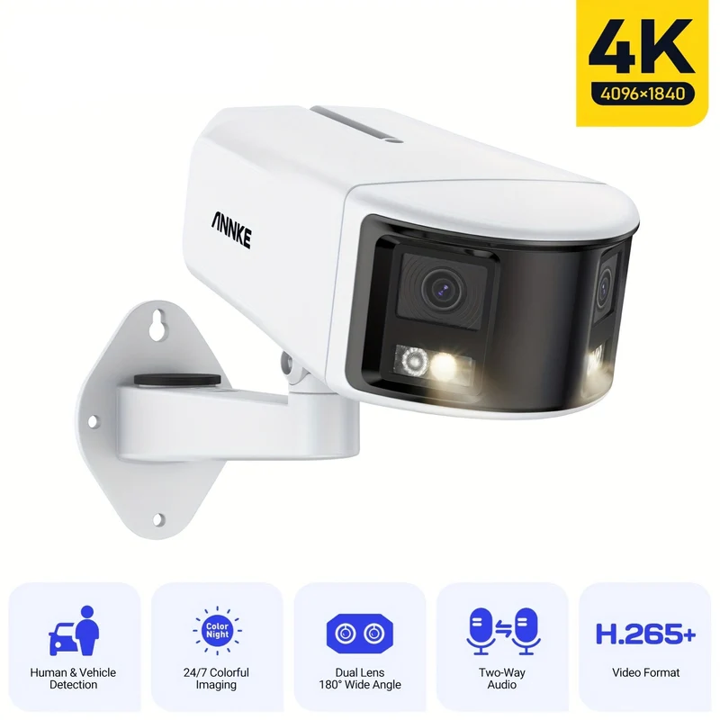 Beveiligingscamera – IP Camera – Surveillance Camera – Turret Camera – Outdoor Camera – 4K 8MP Dual-Lens 180° Ultra Breed – Volle-Kleur Nachtzicht & Tweeweg Audio