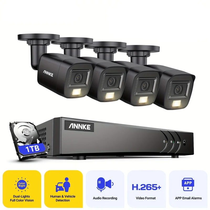 Beveiligingscamera – Camerabewaking – Buitencamera – Bewakingscamera – CCTV Camera – 3K UHD Resolutie – AI Mens- en Voertuigdetectie – 1TB Opslag – Smart Dual-Light Nachtzicht