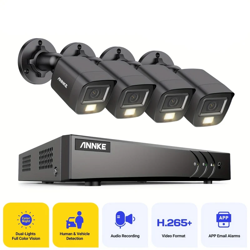 Beveiligingscamera – Camerabewaking – Buitencamera – Bewakingscamera – Beveiligingssysteem – 3K Ultra HD Resolutie – AI Mens- en Voertuigdetectie