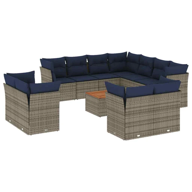Loungeset – Tuinset – Loungesofa – Terrasmeubilair – Tuinmeubelen – Weerbestendig Poly Rattan – 12-delig Met Kussens – Grijs