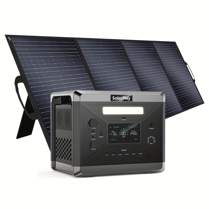 Powerstation – Draagbare Generator – Mobiele Stroomvoorziening – Powerbank – Krachtcentrale – 2400W Piekvermogen – 2160Wh Capaciteit met 200W Zonnepaneel
