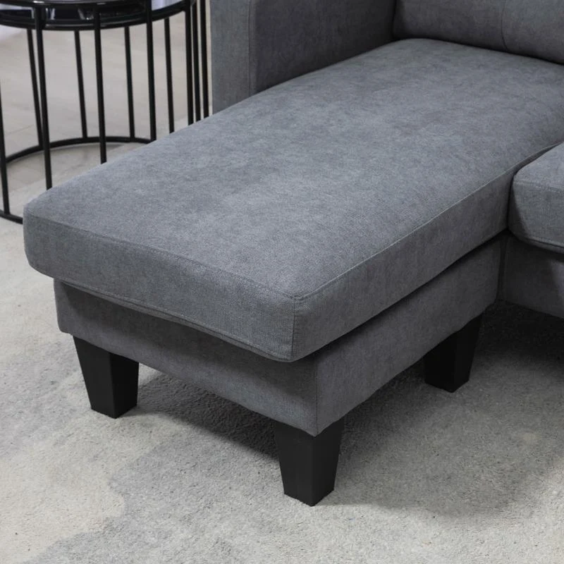 Hoekbank – Hoekzetel – L-vormige Bank – Loungesofa – Slaapbank – Reversible Hoekbank – Massief Houten Frame – Compacte Donkergrijze Polyester Linnenstof