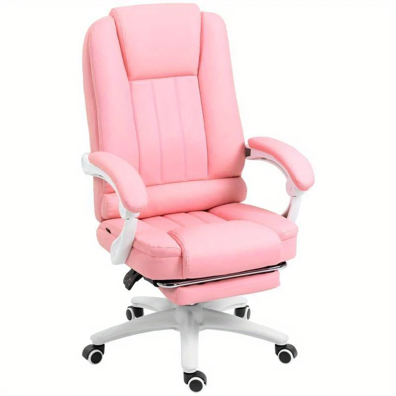 Bureaustoel – Werkstoel – Bureaustoel Ergonomisch – Bureaustoel Verstelbaar – Bureaustoel Met Wieltjes – Pink – Traagschuim Zitkussen – Lendensteun Metalen Frame