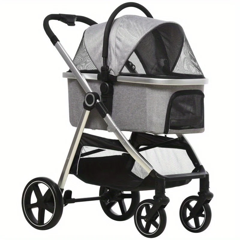 Hondenwagen – Hondenbuggy – Hondenkar – Dierenwagen – Draagwagen – 2-in-1 Opvouwbaar Design – Remmen & Power Windows – Lichtgewicht Polyester – Max 15 kg