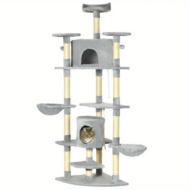Krabpaal – Kattenboom – Kattenmeubel – Krabmeubel – Kattenhuis – XXL 200 cm Hoog – Imitatie Henneptouw – Geschikt Voor Meerdere Katten