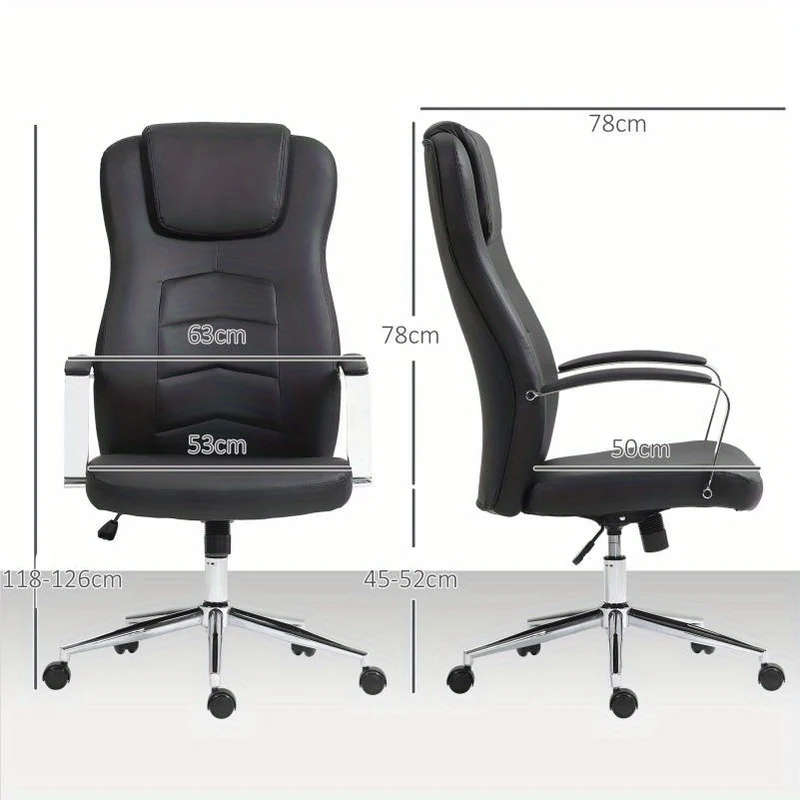 Bureaustoel – Office Chair – Draaistoel – Bureaustoel – Werkstoel – Verstelbaar – Kantelbaar – Memory Foam Zitting – Stabiel Metalen Frame – Zwart – Max 120 kg